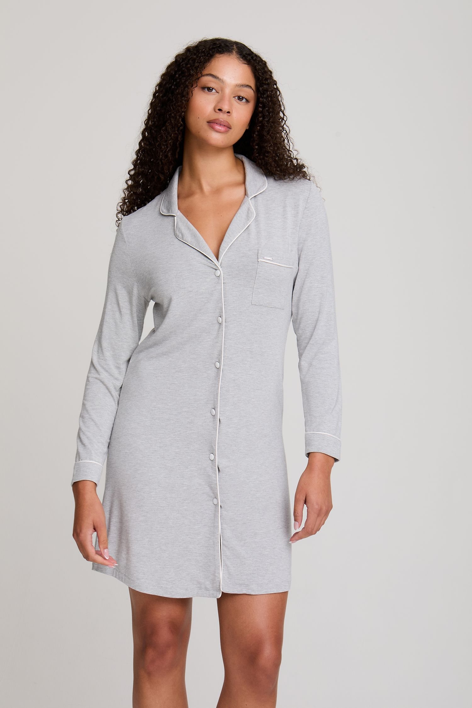 Pretty You London Pretty You London Women's Bamboo Nightshirt in Mid Grey - 3