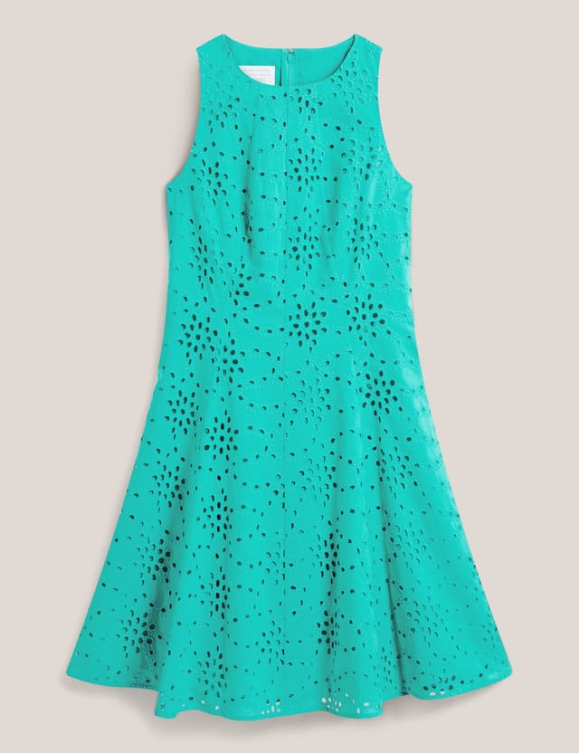 Hobbs London Hobbs London Women's Parling Embroidery Cutwork Mini Dress in Turquoise - 2