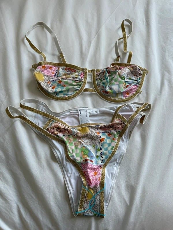 ASOS Design ASOS Design ruched cup underwired bikini top & double strap high leg hipster