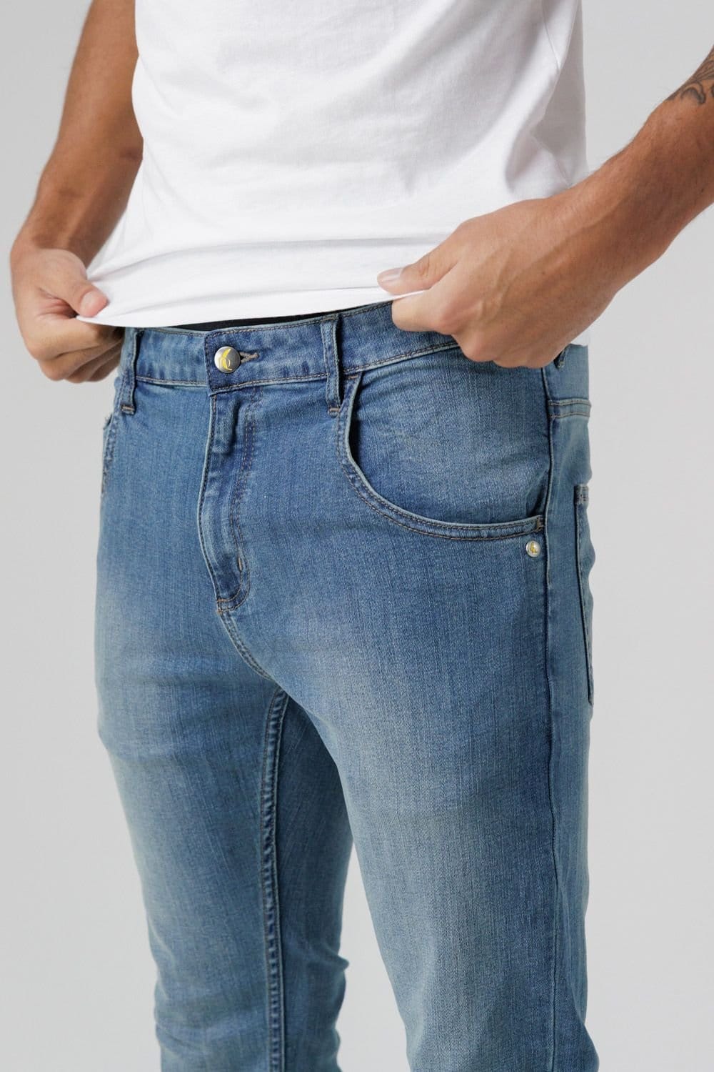 Monkee Genes Monkee Genes Men's Skinny Mid-Rise Denim Jeans in Blue - 4