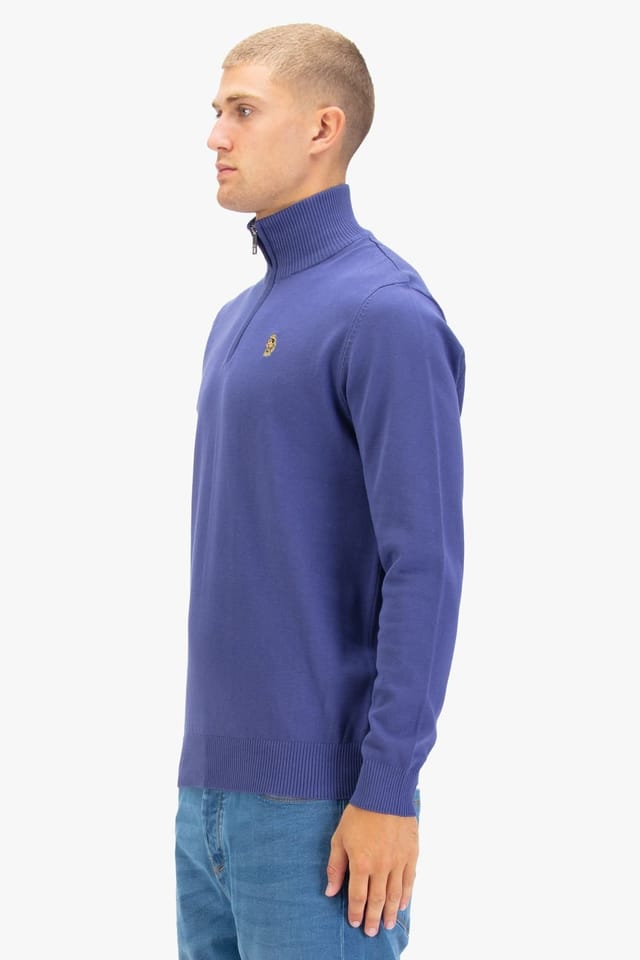 Luke 1977 Luke 1977 Men's Pretender Quarter Zip Knitted Jumper in Purple - 3
