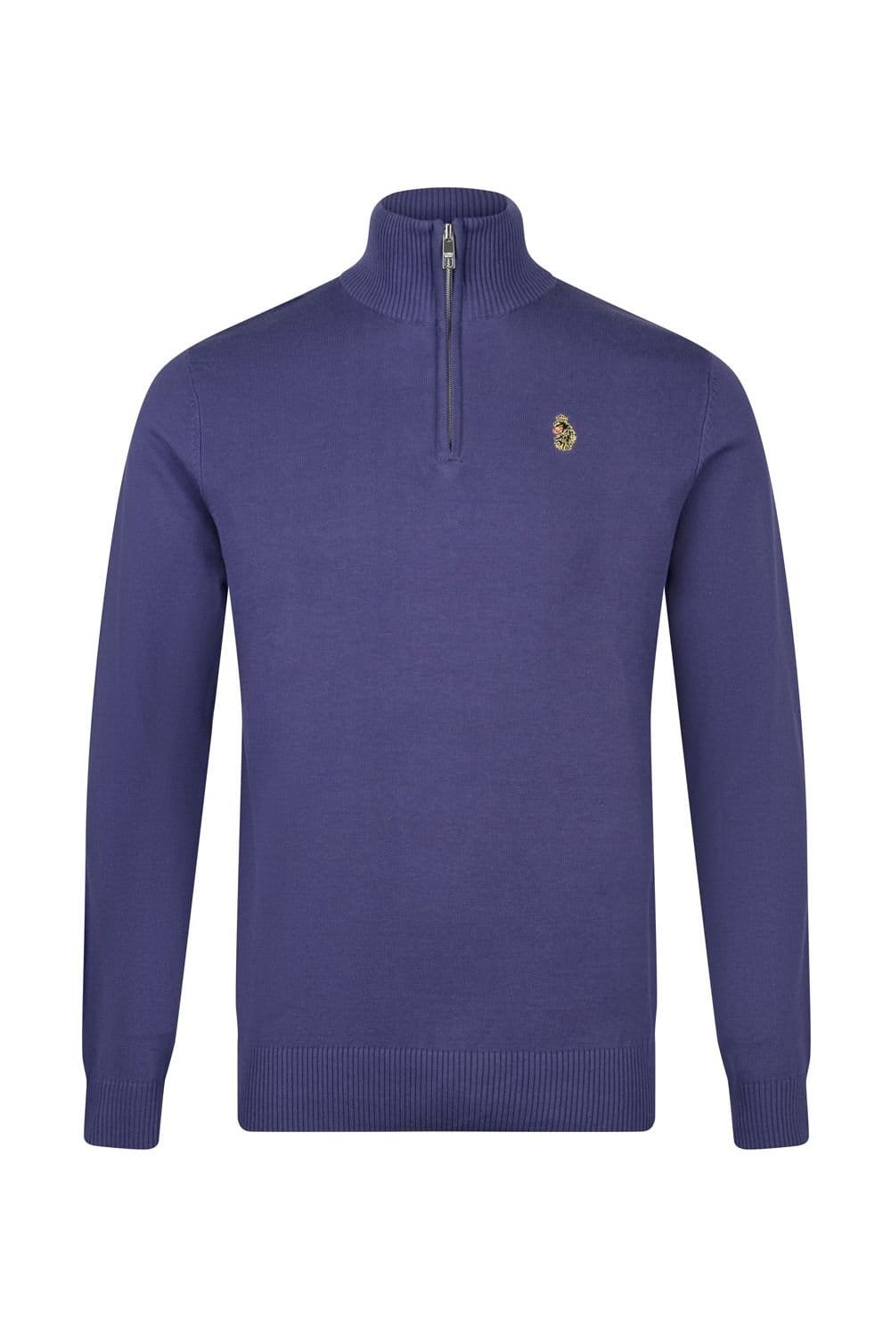 Luke 1977 Luke 1977 Men's Pretender Quarter Zip Knitted Jumper in Purple - 4
