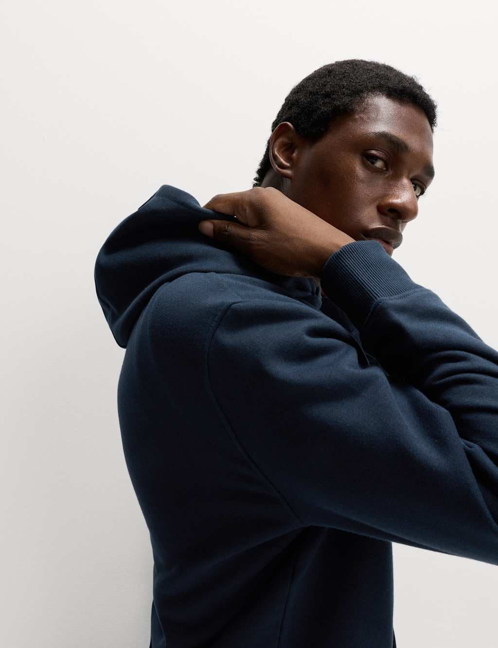 Marks & Spencer M&S Cotton Rich Hoodie in Navy