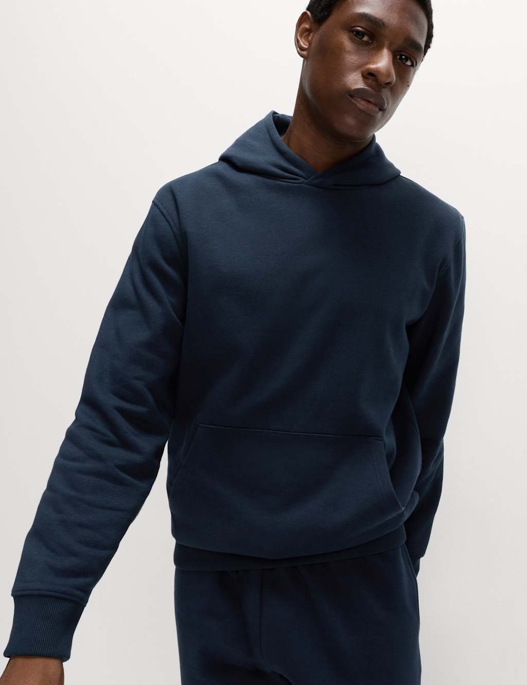 Marks & Spencer M&S Cotton Rich Hoodie Navy - 2