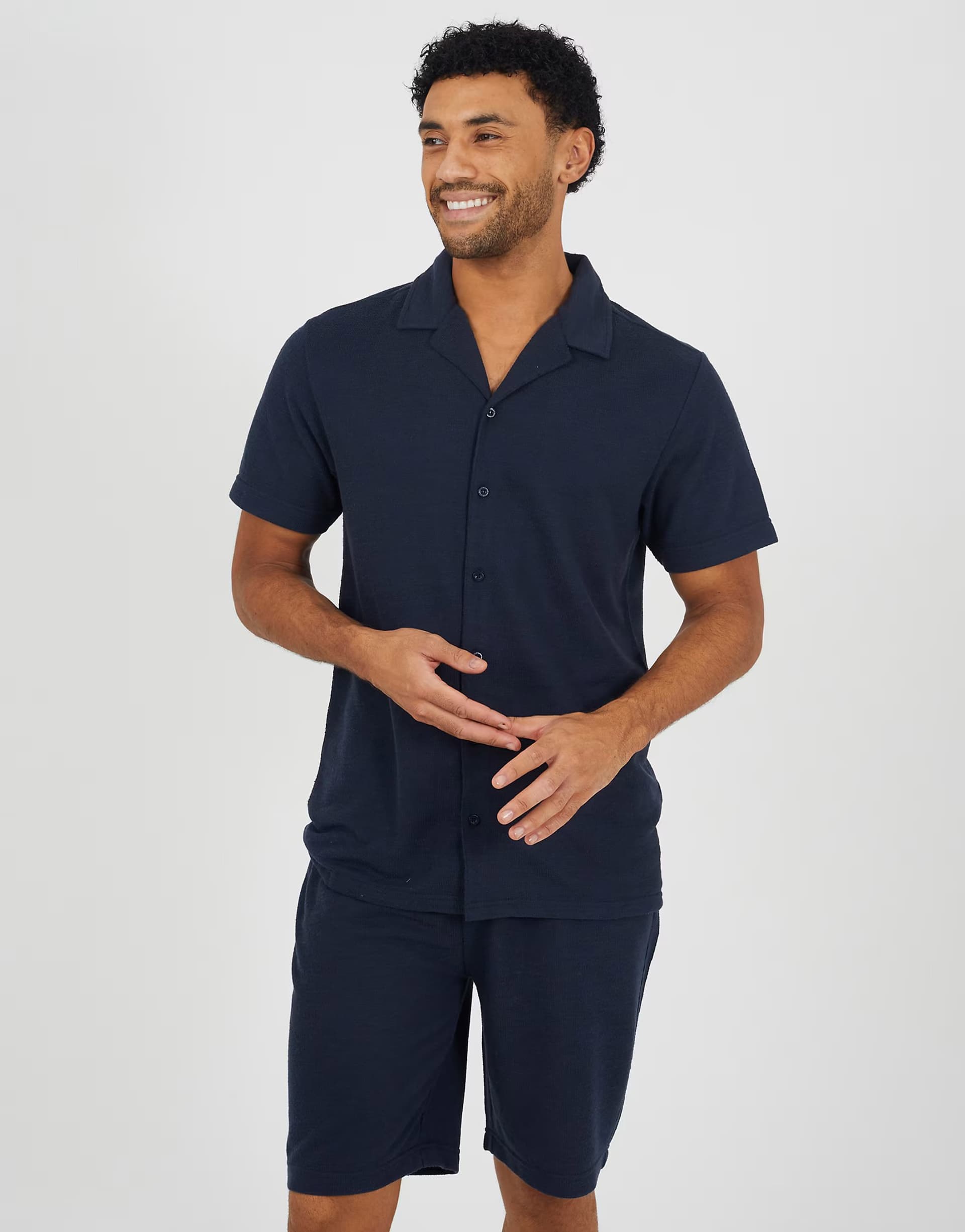 ASOS Brave Soul Revere collar shirt in navy