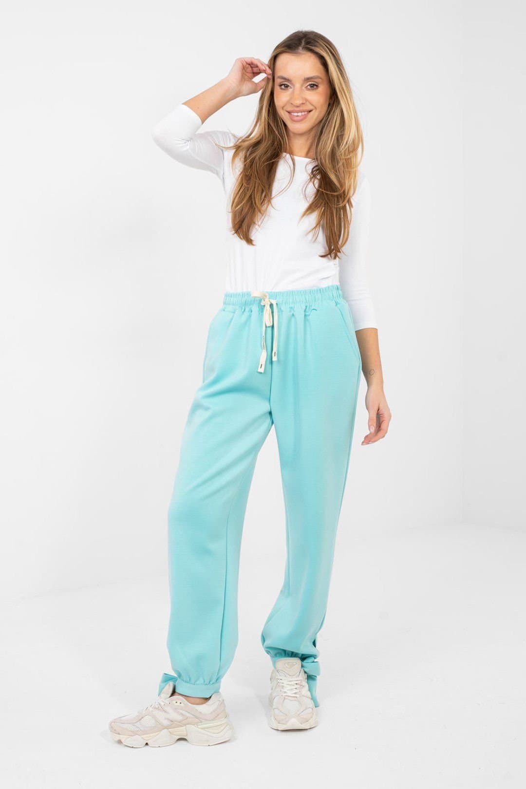 Love Lace Love Lace Women's Casual High Waisted Tie Jogger Sweatpants in Mint
