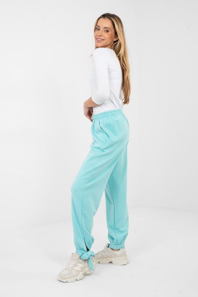 Love Lace Love Lace Women's Casual High Waisted Tie Jogger Sweatpants in Mint - 2