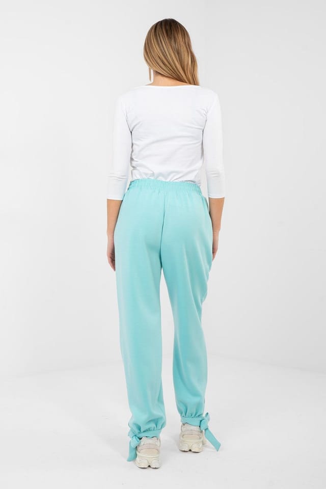Love Lace Love Lace Women's Casual High Waisted Tie Jogger Sweatpants in Mint - 3