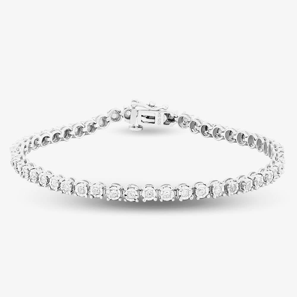 T.H.Baker T.H.Baker Women's Sterling Silver 1.00ct Diamond Tennis Bracelet TH0122520