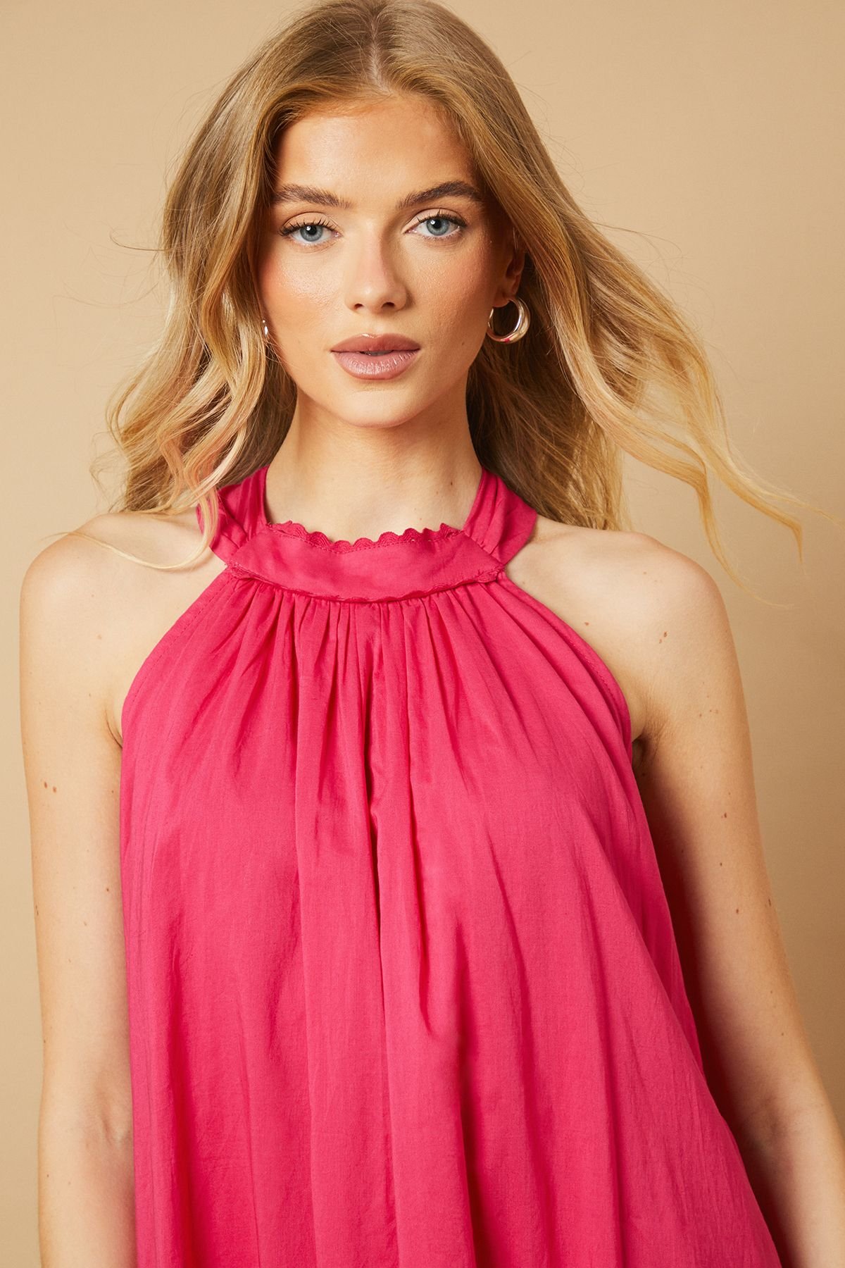 Oasis Oasis Women's Halterneck Maxi Smock Dress in Pink - 3