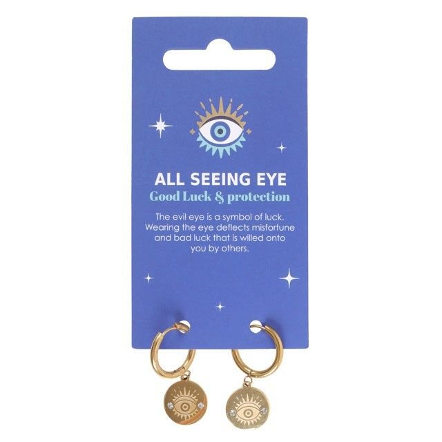 Something Different Something Different Men's All Seeing Eye Earrings in Gold - 2