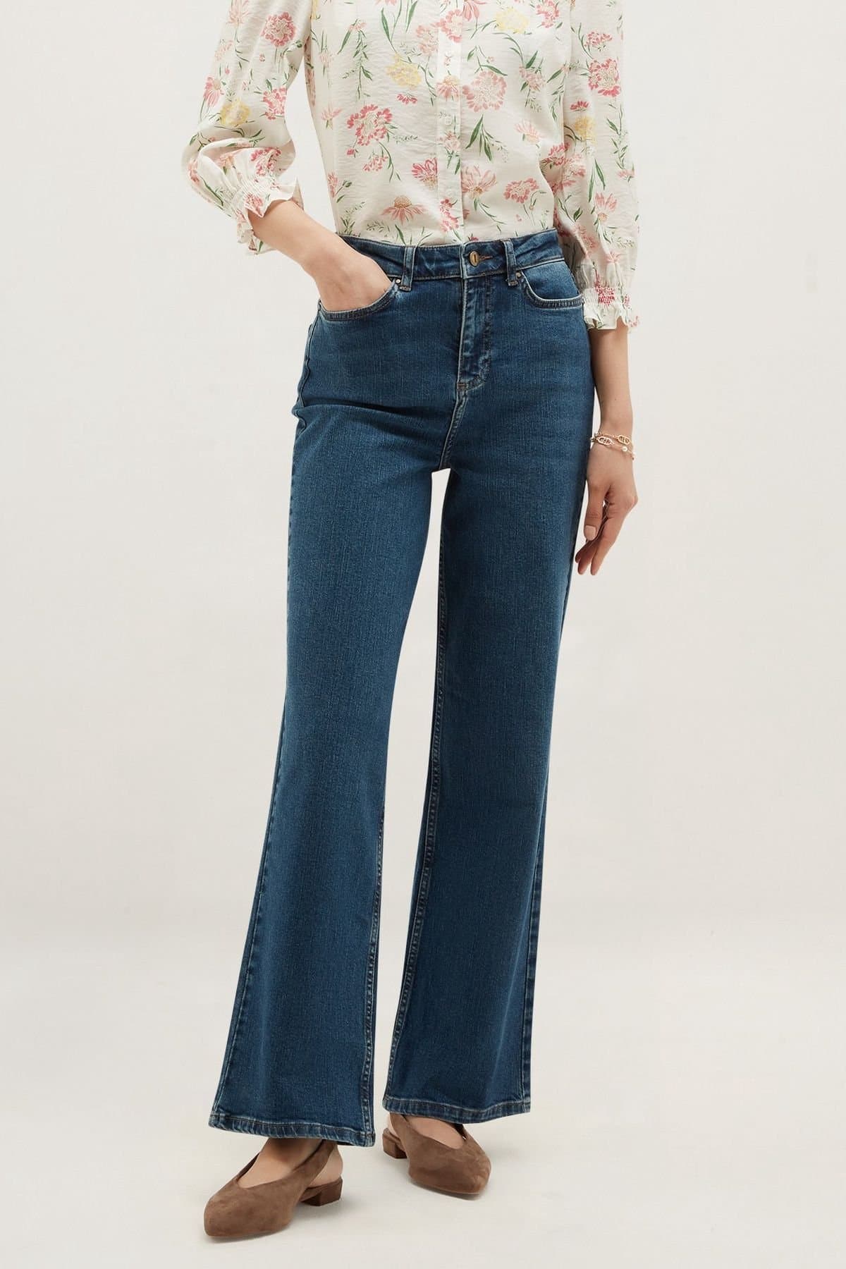 Hobbs London Hobbs London Women's Raina High Rise Wide Leg Jeans in Indigo