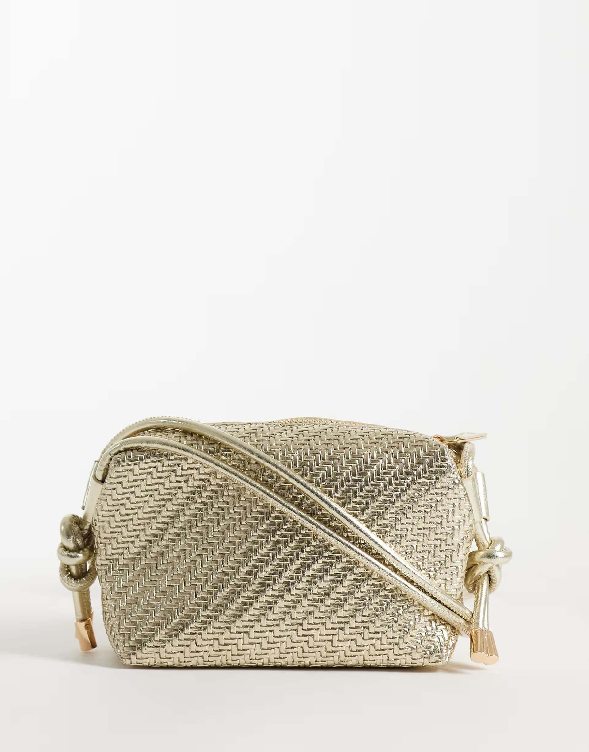ASOS ASOS DESIGN weave mini cross body bag in gold