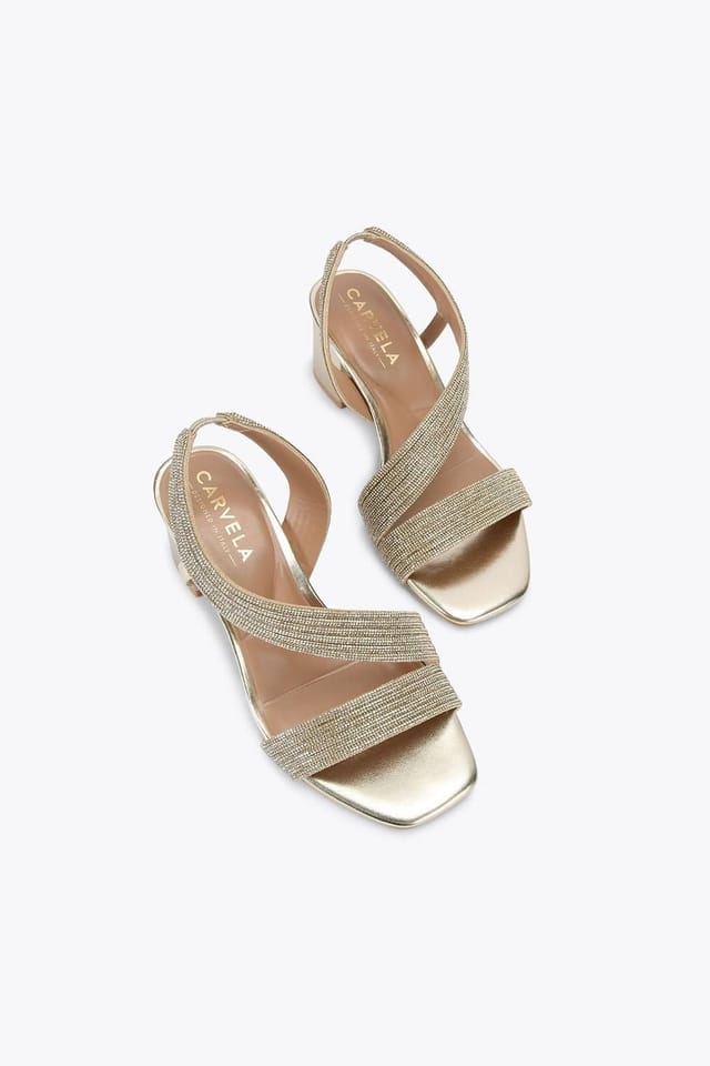 Carvela Carvela Women's 'Gala Block Jewel Wide Fit' Fabric Heels in Gold - 2
