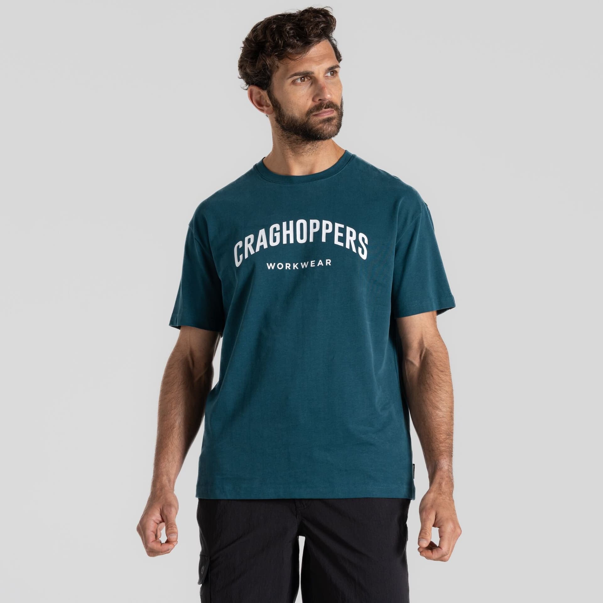 Craghoppers Craghoppers Men's Burnsall Short Sleeved Brand Carrier T-Shirt in Dark Blue