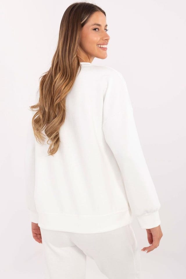 Love Lace Love Lace Women's Casual Heart Zircon Detail Sweatshirt in White - 3