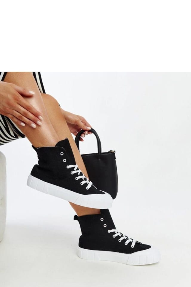 Love Lace Love Lace Women's Vinka High Top Sneakers with Laced Fabric Upper White Rubber Sole in Black - 3