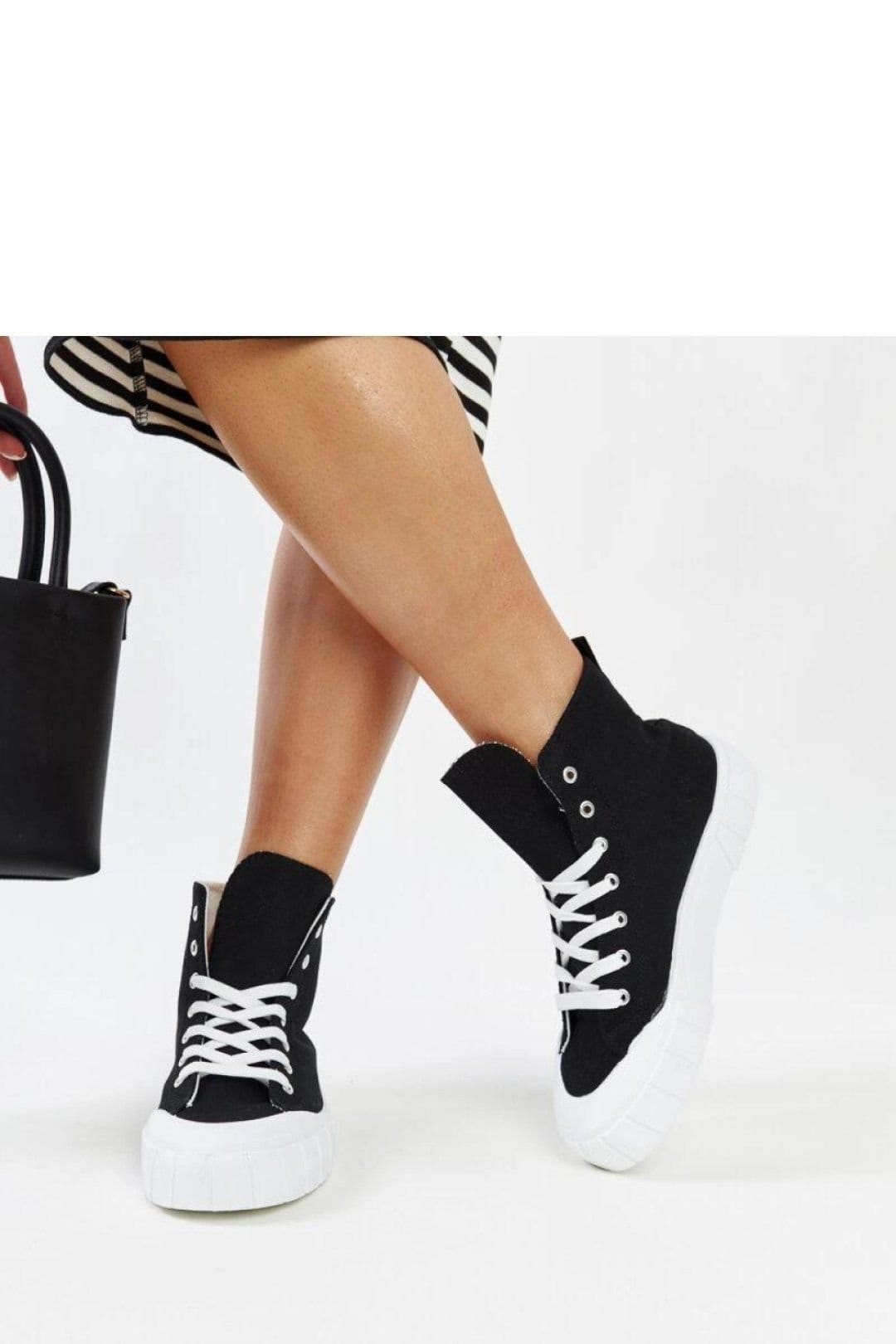Love Lace Love Lace Women's Vinka High Top Sneakers with Laced Fabric Upper White Rubber Sole in Black - 4