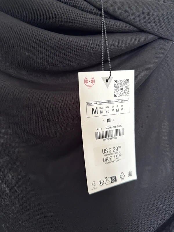 Zara Zara Black Semi-Sheer Mesh Asymmetric Drape Bodysuit - BNWT Size M