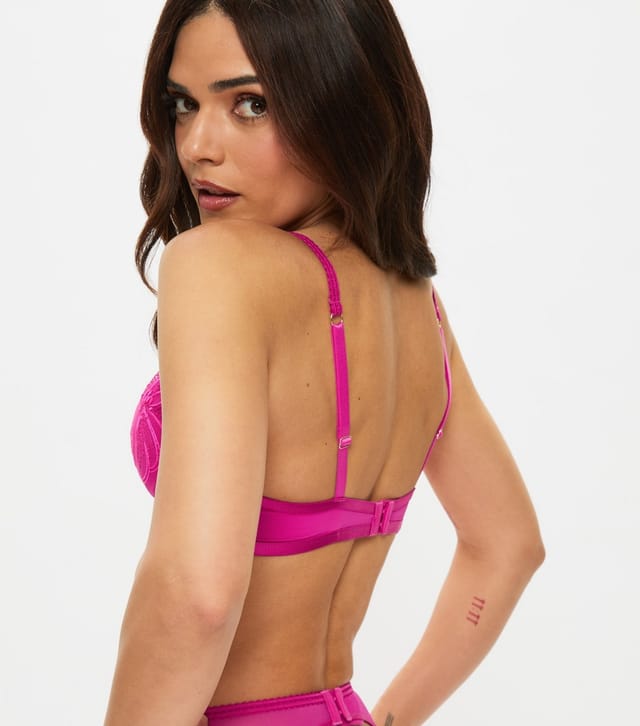Ann Summers Women's Pink Floral Fling Padded Plunge Bra Ann Summers New Look - 3