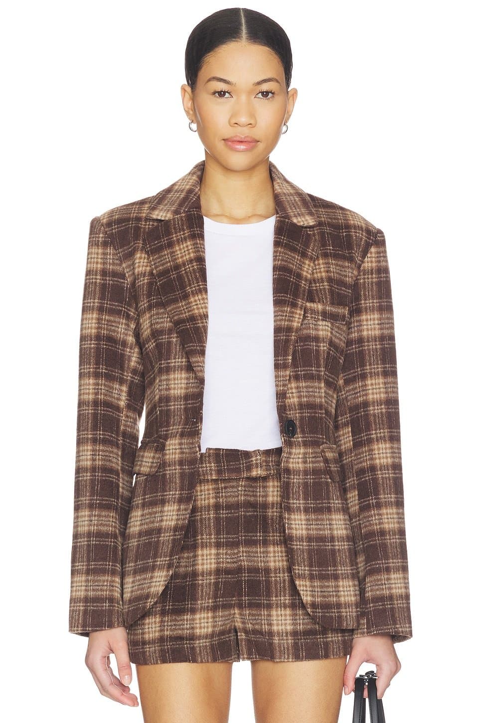 revolve Revolve Brown Plaid Blazer by George