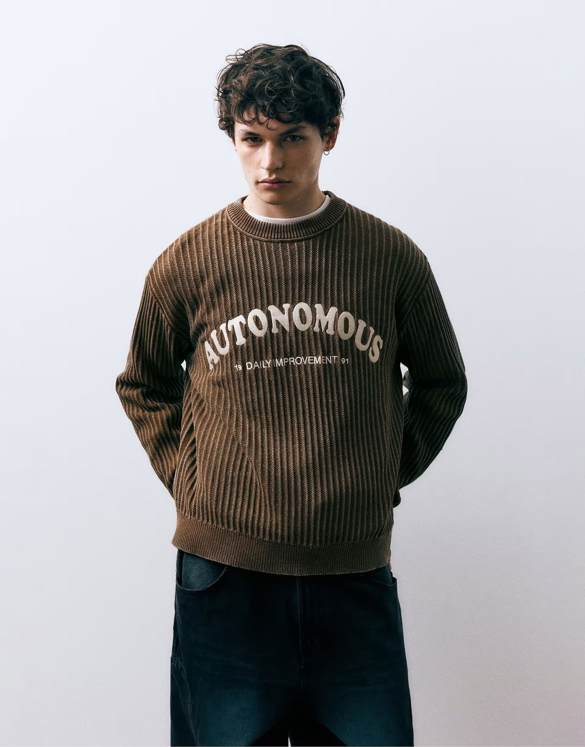 ASOS Pull&Bear Brown 'autonomous' sweater in brown