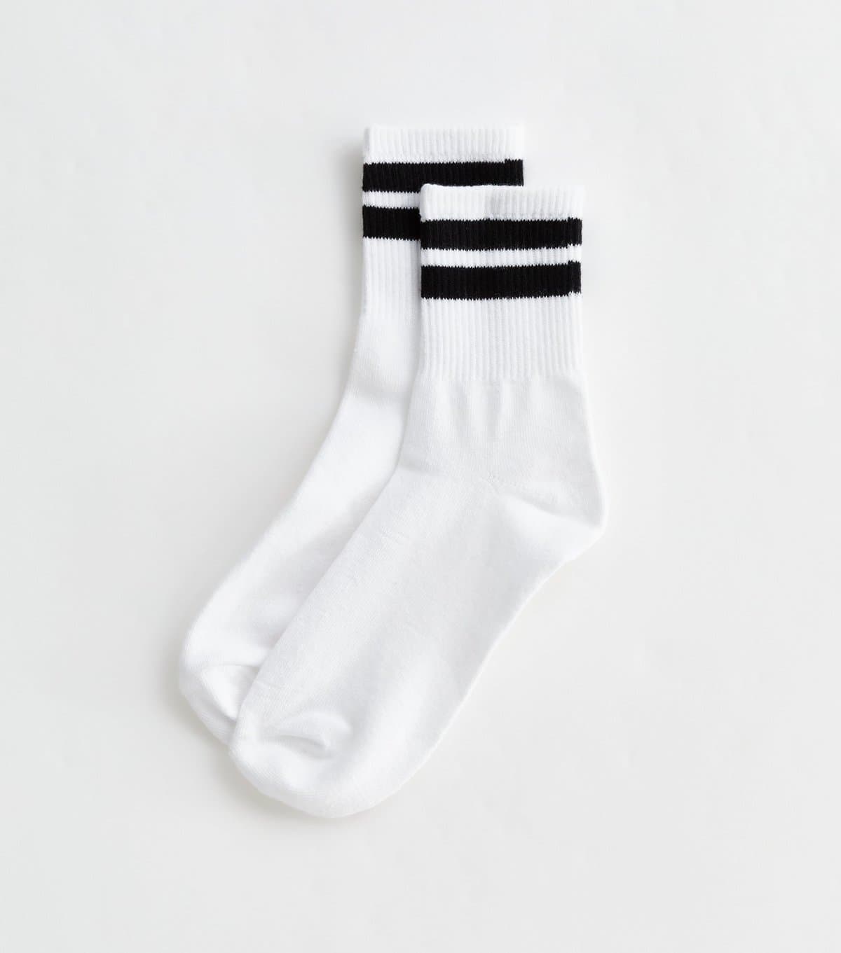 New Look New Look White Ribbed Stripe Tube Socks