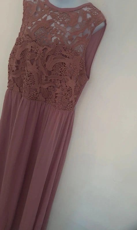 Long Tall Sally LTS Long Tall Sally elegant mauve lace detail maxi dress UK size 22 - 1