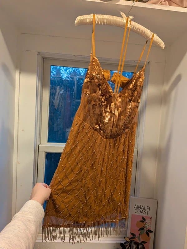 ASOS Bronze / Gold corset sequin dress