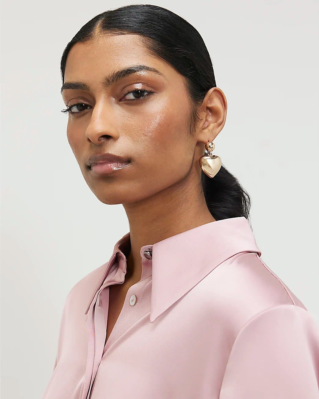 River Island River Island Womens Gold Heart Hoop Earrings
