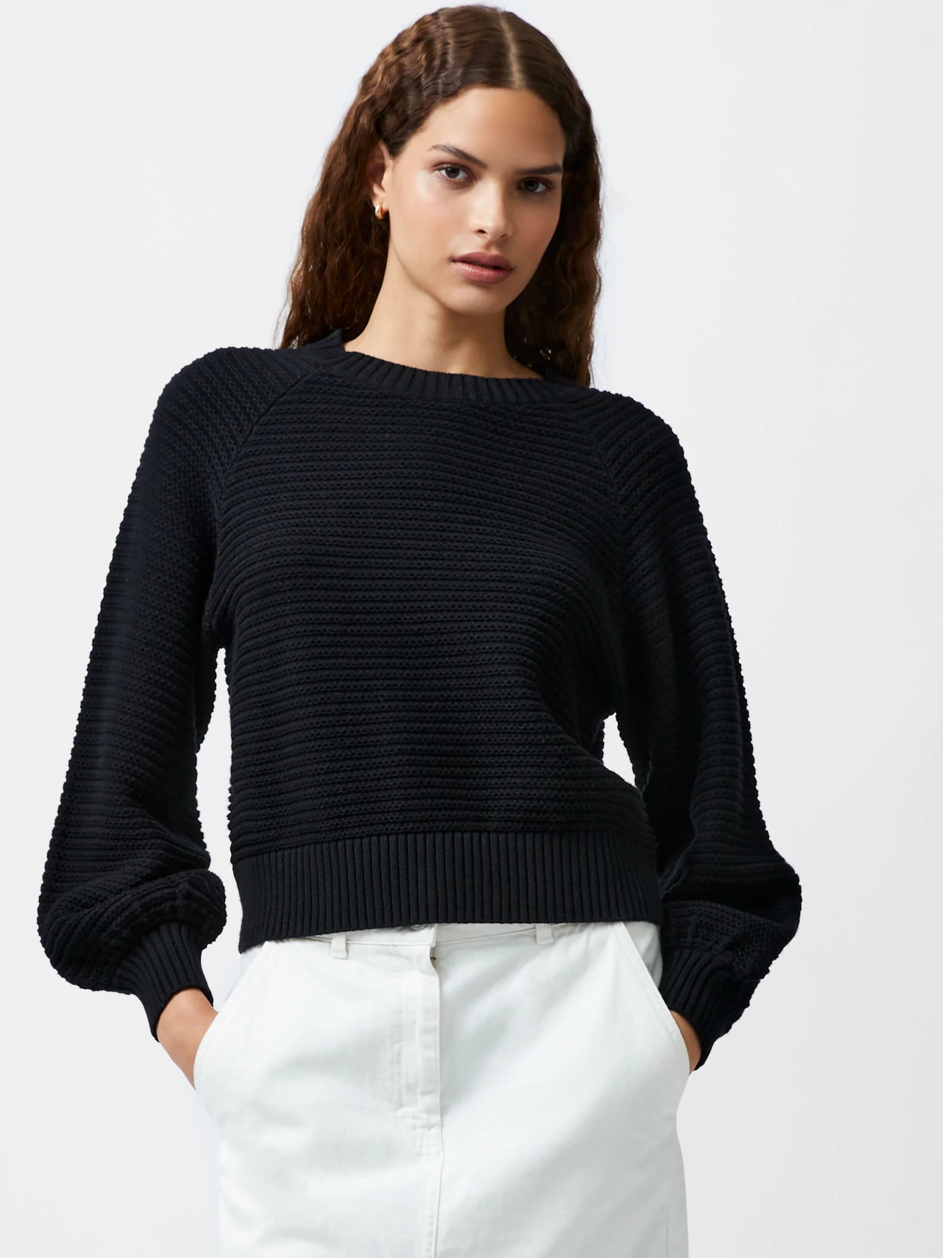 French Connection Lily Mozart Bishop Sleeve Jumper Black