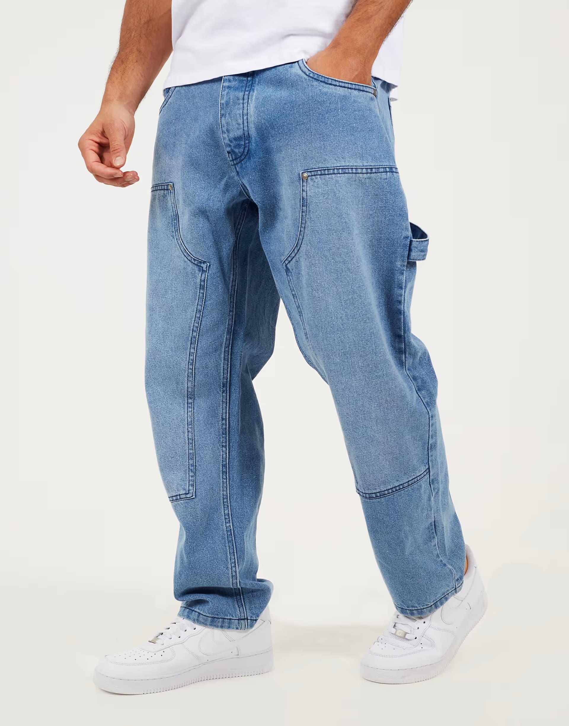 ASOS Brave Soul Loose fit carpenter style denim jeans in light blue