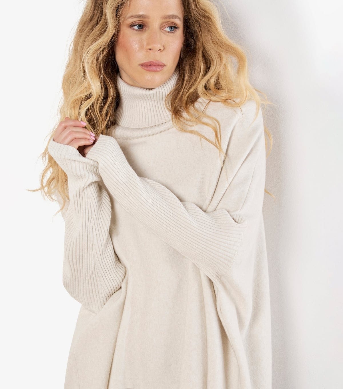 Apricot Cream Roll Neck Fringe Poncho Apricot New Look - 4