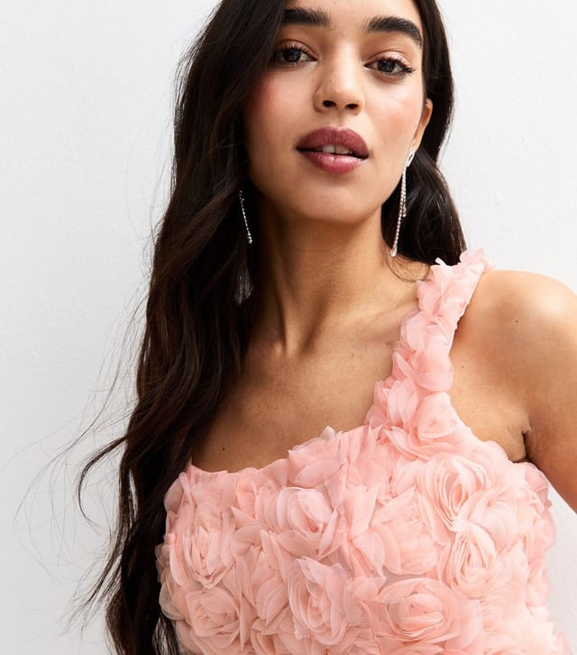 New Look Women's Light Pink Three Dimensional Flower Square Neck Mini Dress New Look - 3