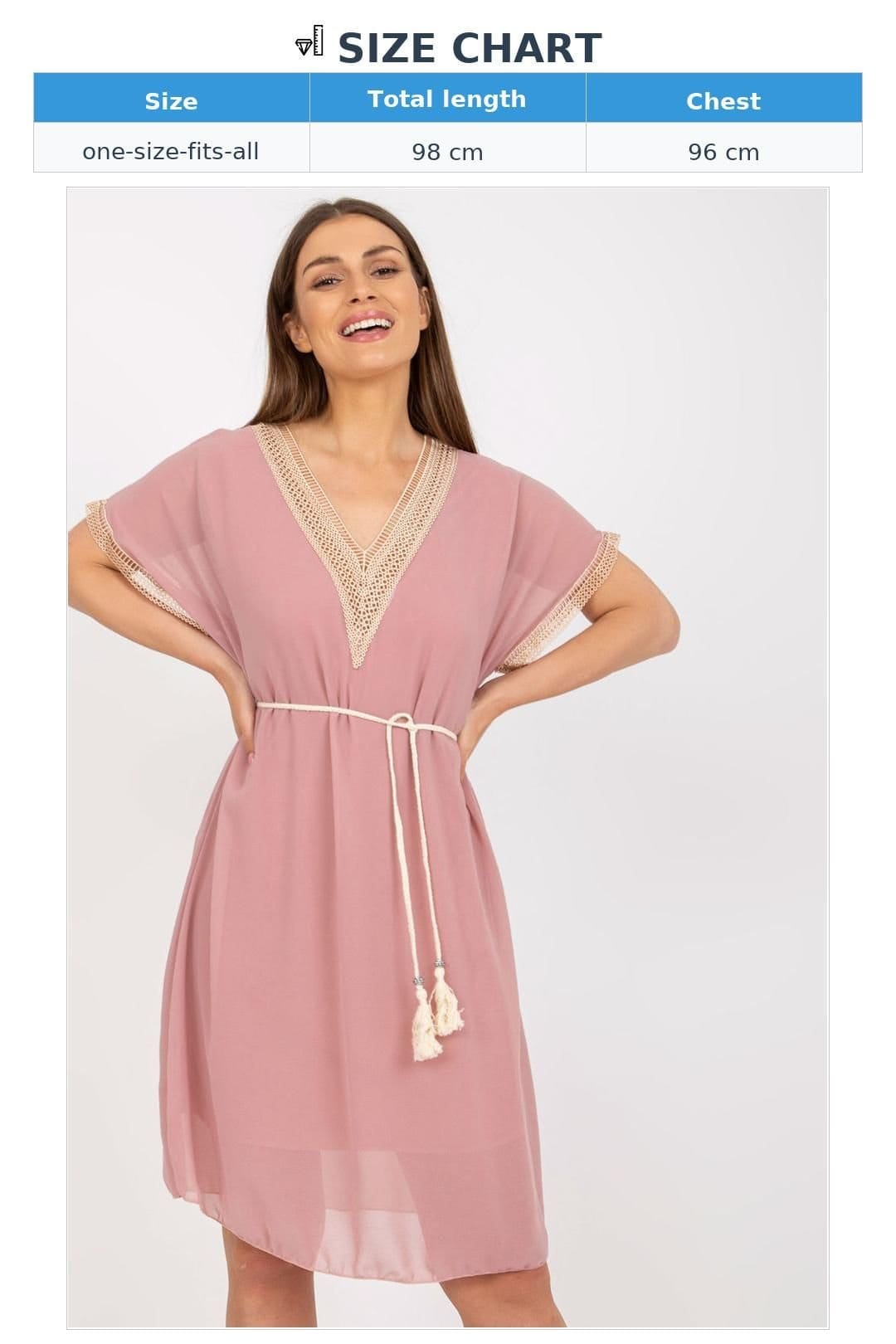 Love Lace Love Lace Women's Lined Loose Fit Heart Neck Dress with Openwork in Pink - 4