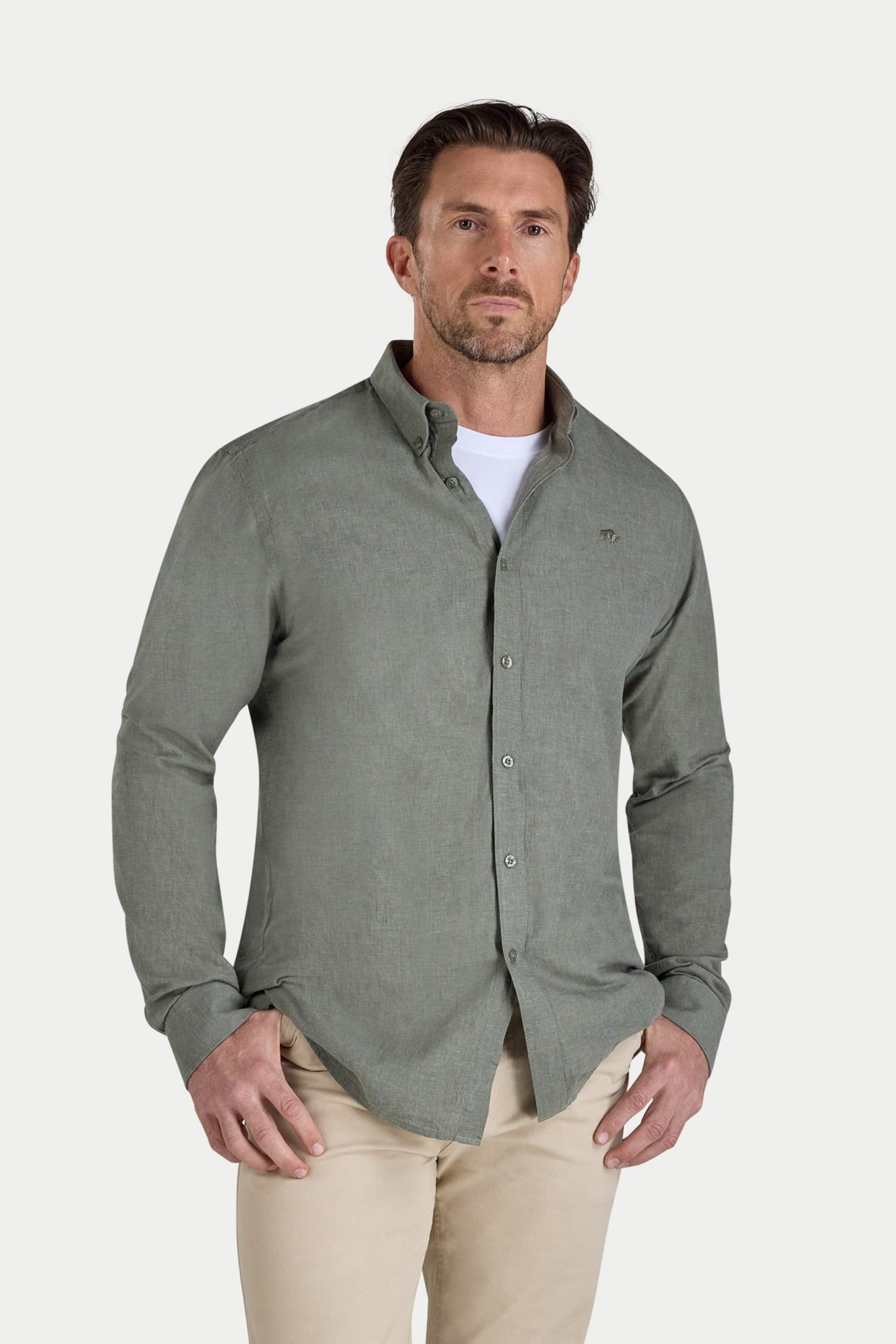 raging bull Raging Bull Men's Classic Long Sleeve Linen Shirt in Olive