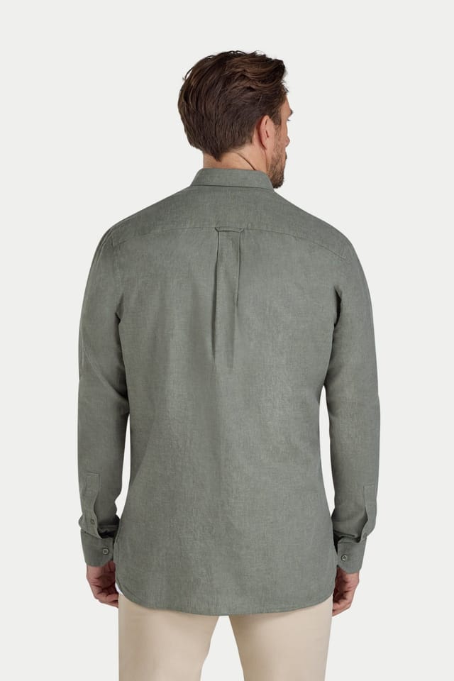 raging bull Raging Bull Men's Classic Long Sleeve Linen Shirt in Olive - 2