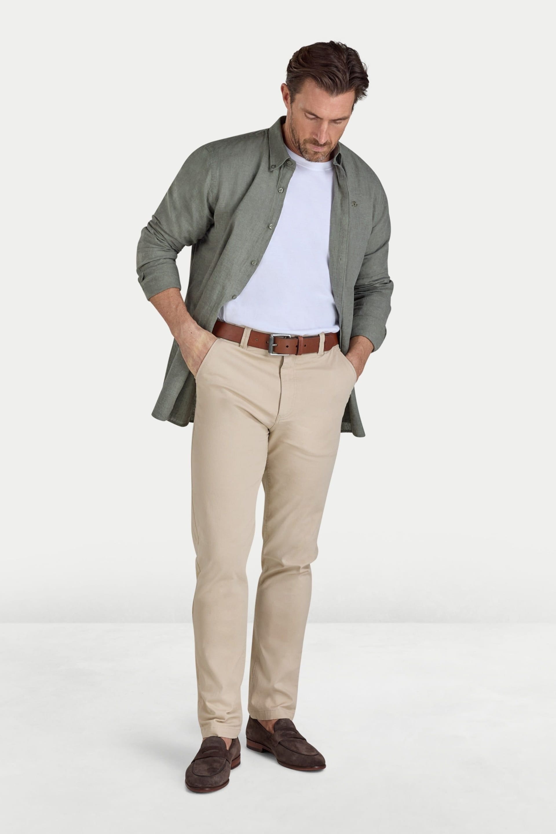 raging bull Raging Bull Men's Classic Long Sleeve Linen Shirt in Olive - 4