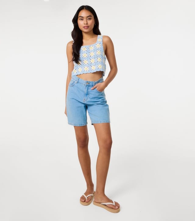 Pink Vanilla Women's Blue Daisy Crochet Crop Top Pink Vanilla New Look - 2