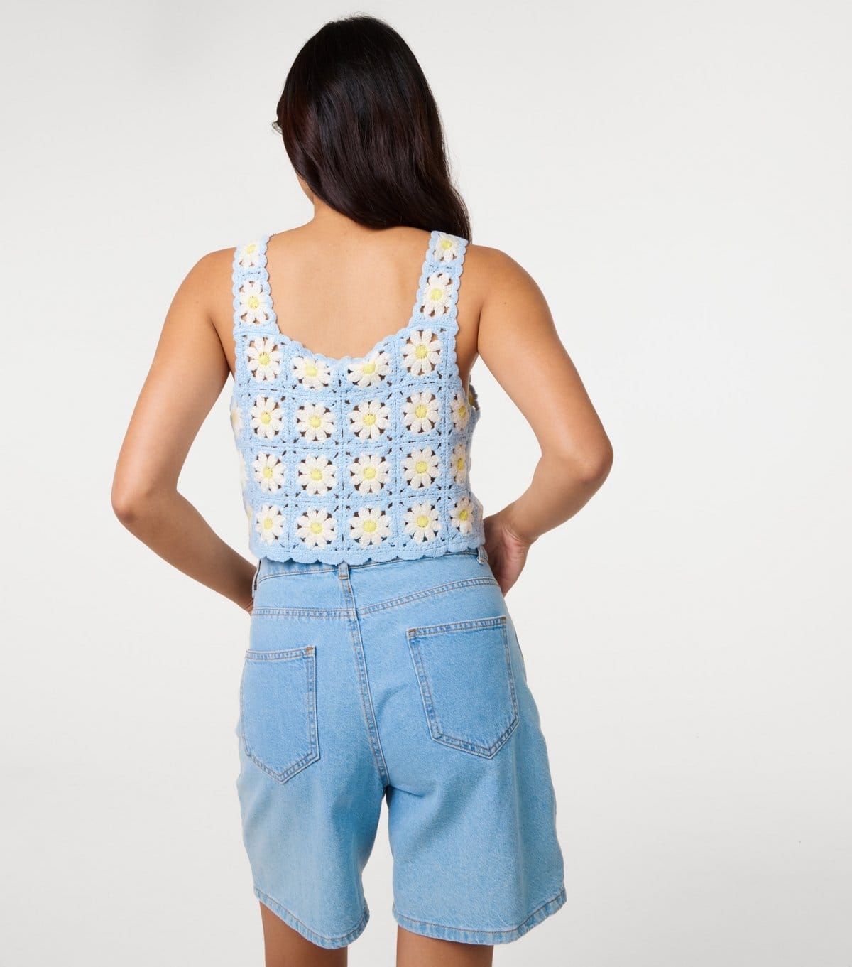 Pink Vanilla Women's Blue Daisy Crochet Crop Top Pink Vanilla New Look - 4