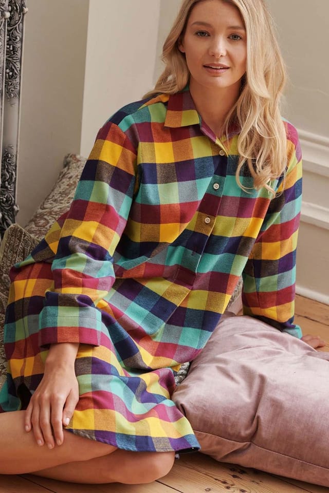 British Boxers British Boxers Women's 'Edinburgh' Check Brushed Cotton Nightshirt - 3