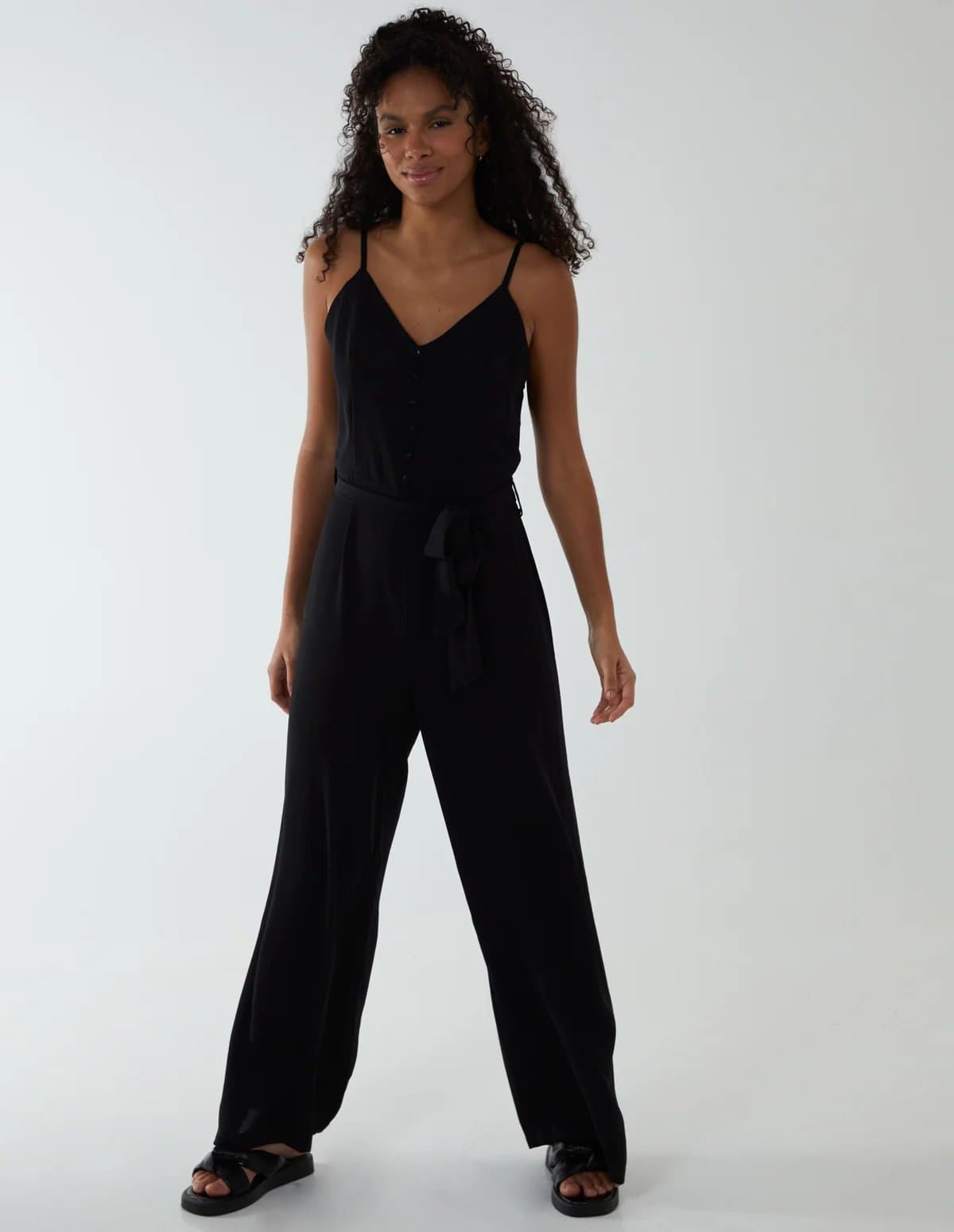 Blue Vanilla Button Front Strappy Jumpsuit