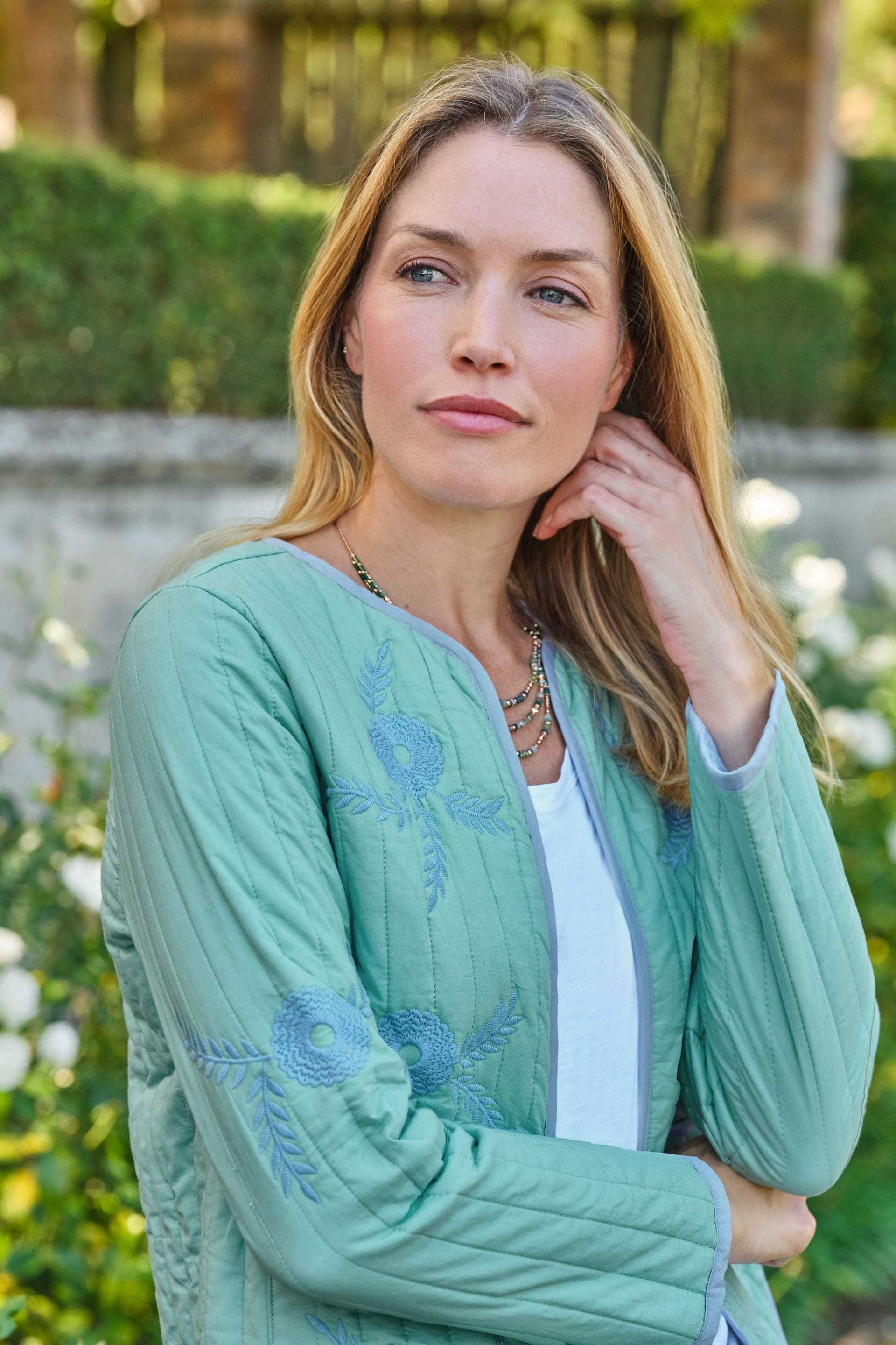 WoolOvers Aqua Embroidered Padded Jacket