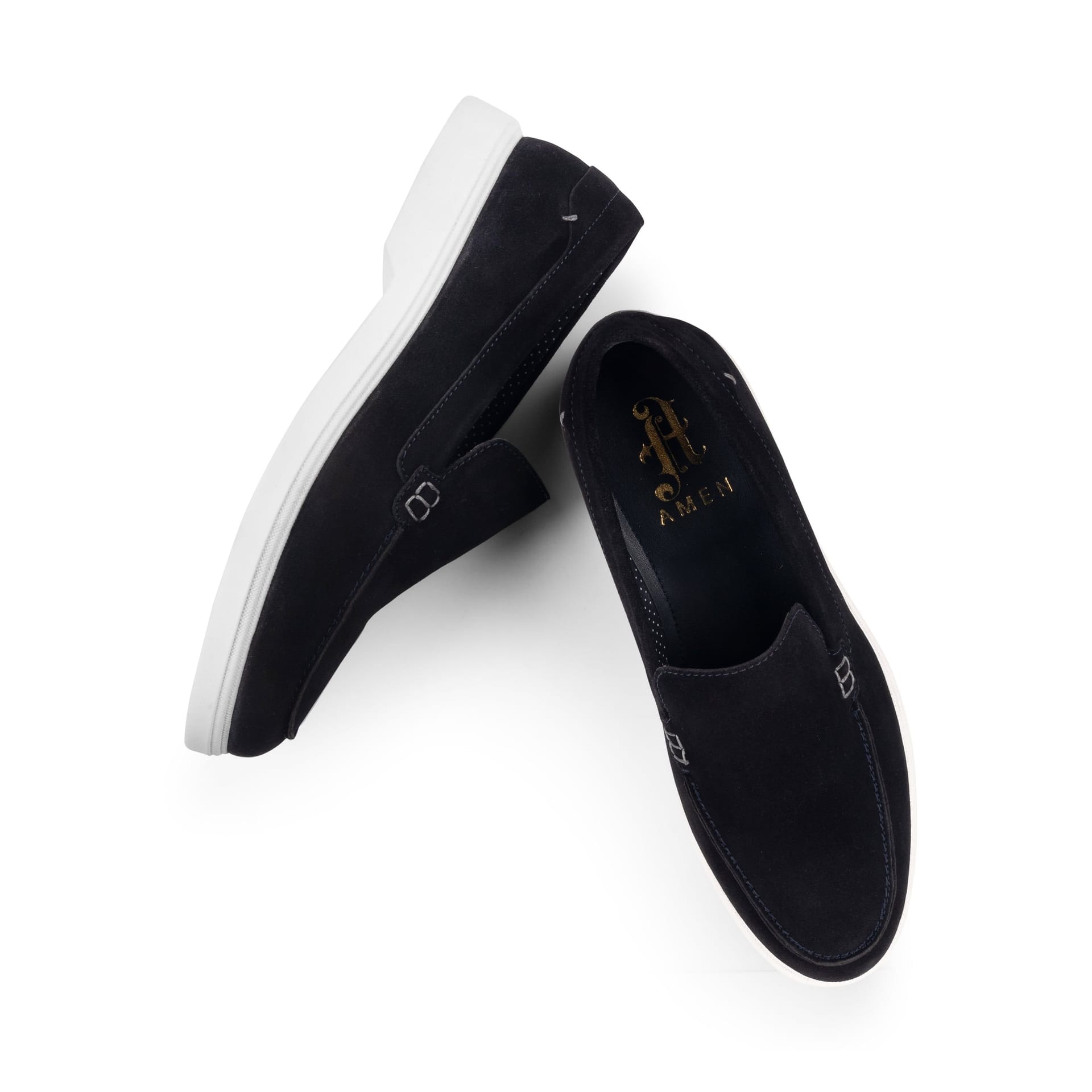 Amen Shoes Amen Shoes Men's Ridley Suede Leather Penny Loafers in Navy - 4