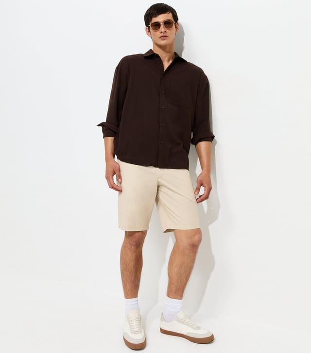 jack & jones Men's Light Brown Organic Cotton Chino Shorts Jack & Jones New Look - 2