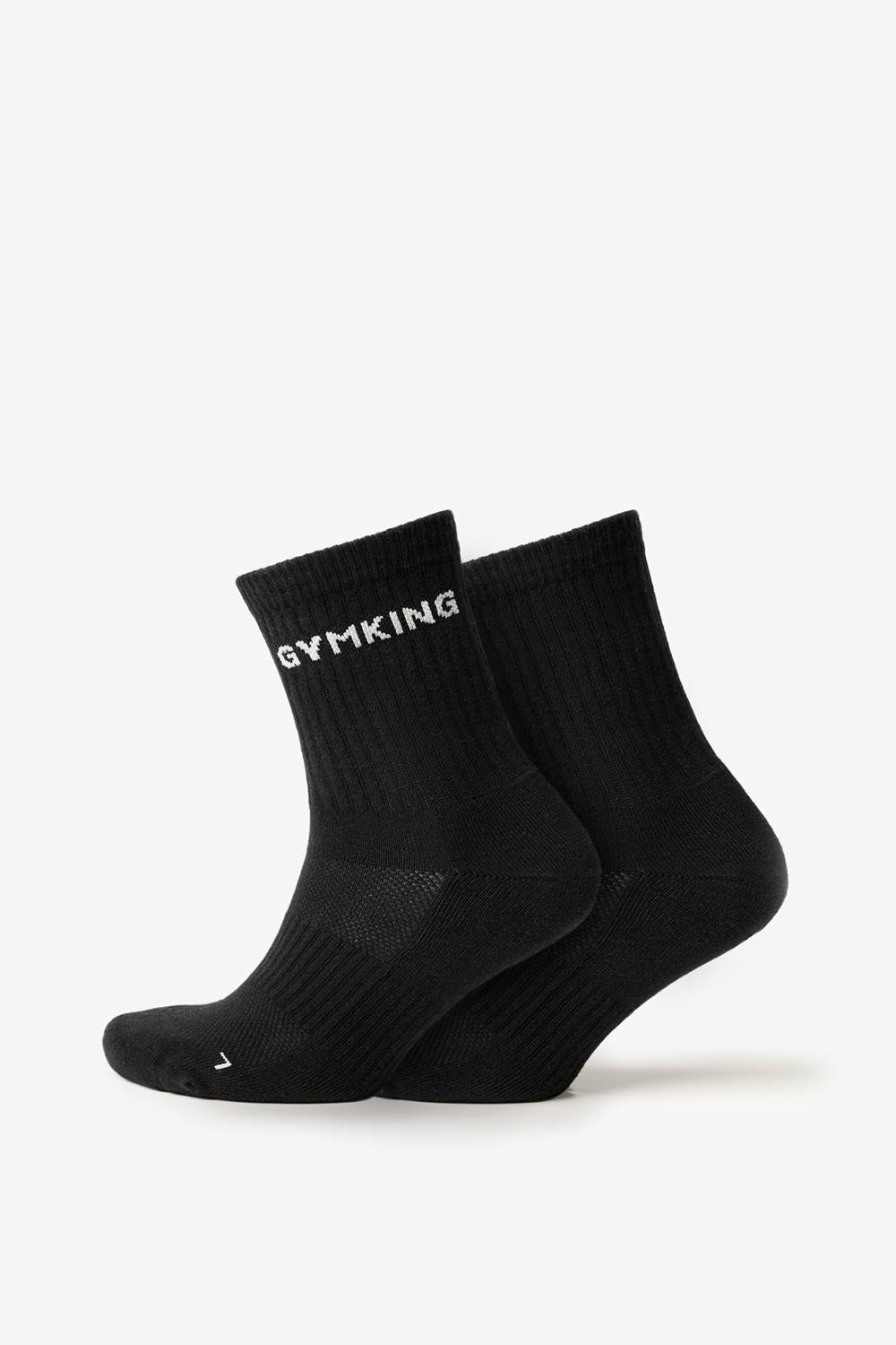 Gym King GYM KING Men's Linear Crew Sock (2Pk) Black in Beige - 2