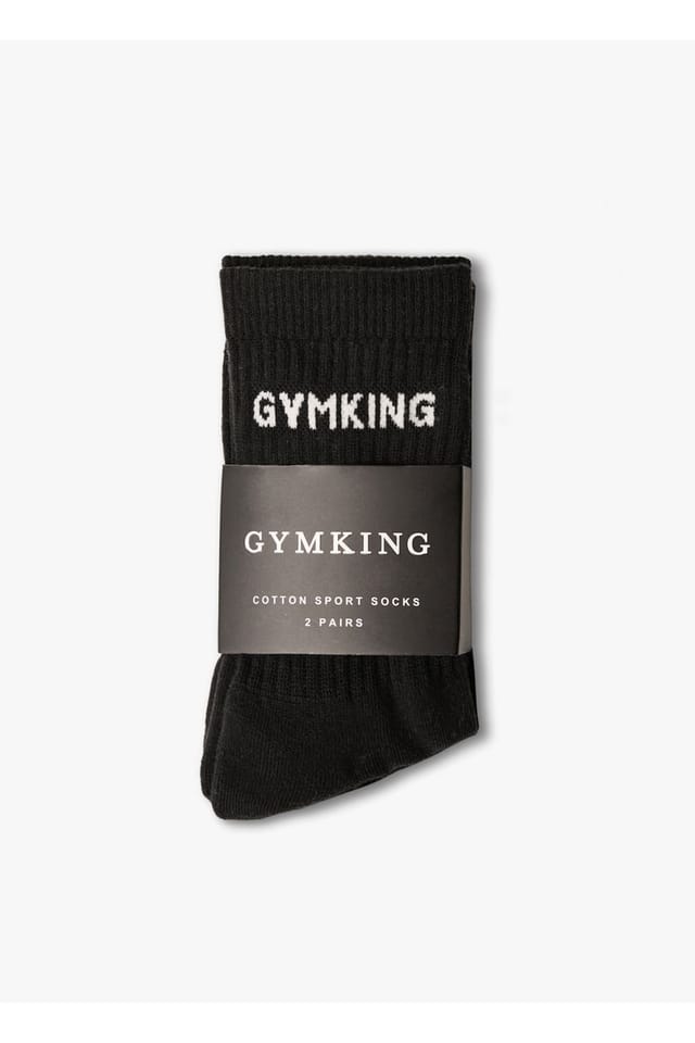 Gym King GYM KING Men's Linear Crew Sock (2Pk) Black in Beige - 2