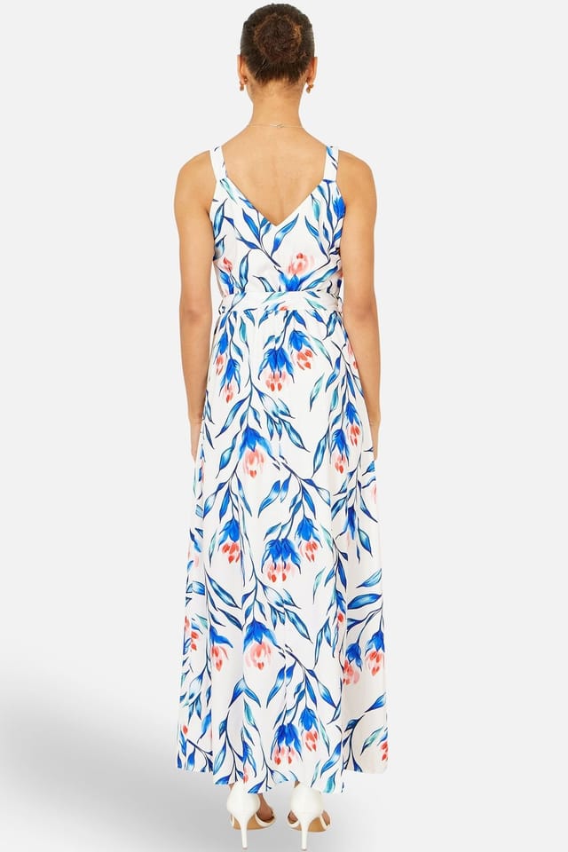 Yumi Yumi Women's Ivory Floral Print Maxi Sun Dress in White - 3