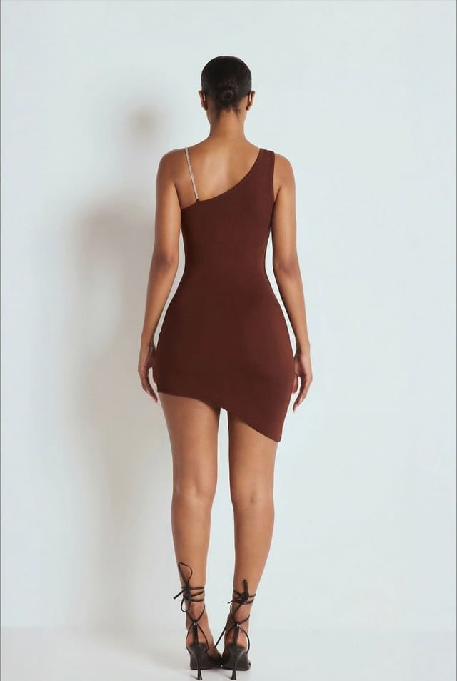LEMONLUNAR LEMONLUNAR Women's The Veroniza Bandage Mini Dress in Brown - 3
