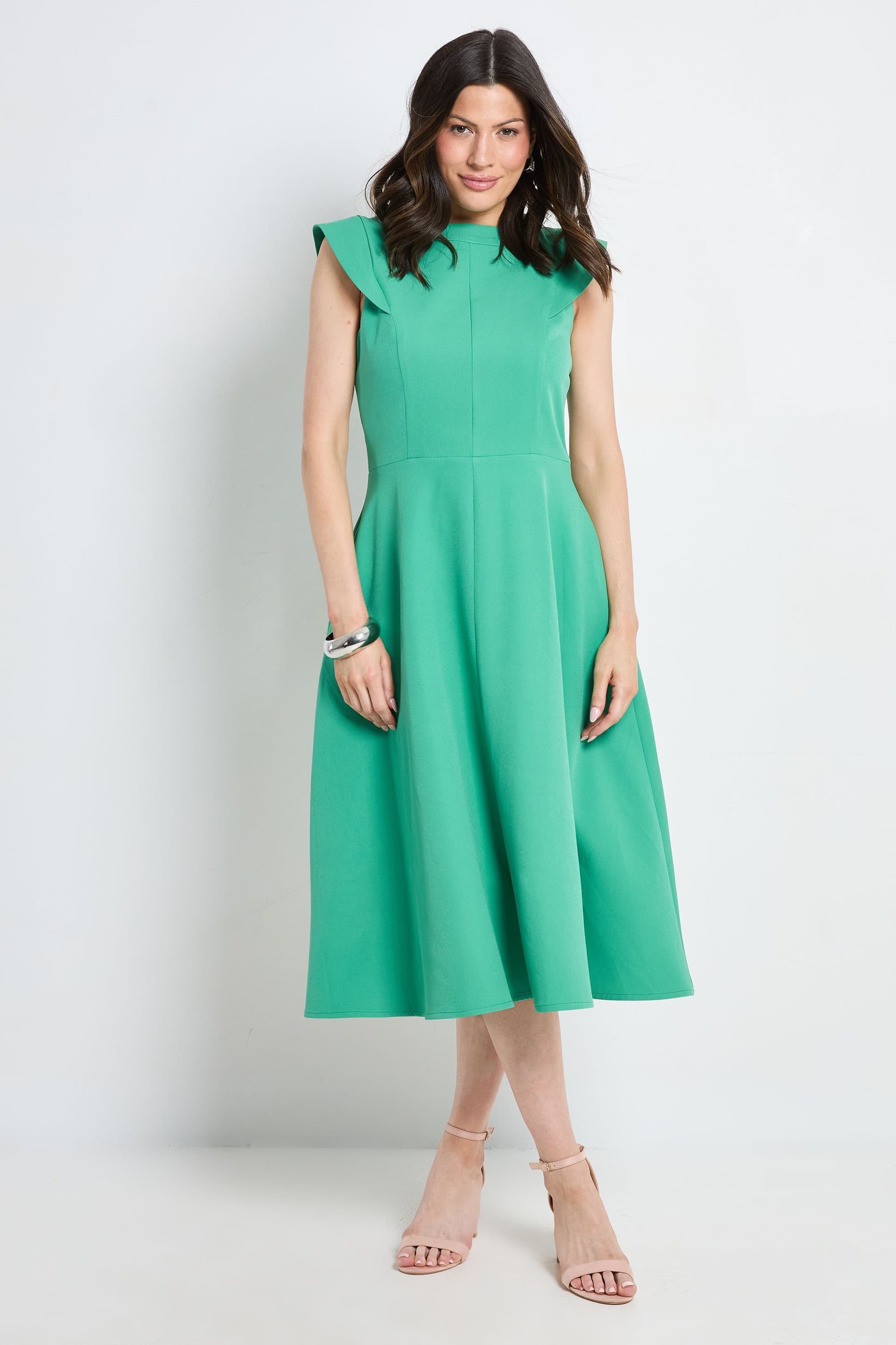 Principles Principles Women's Structured Fit & Flare Midi Dress in Green